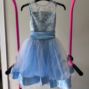 Weissman Blue and White Lace Kids Dance Costume